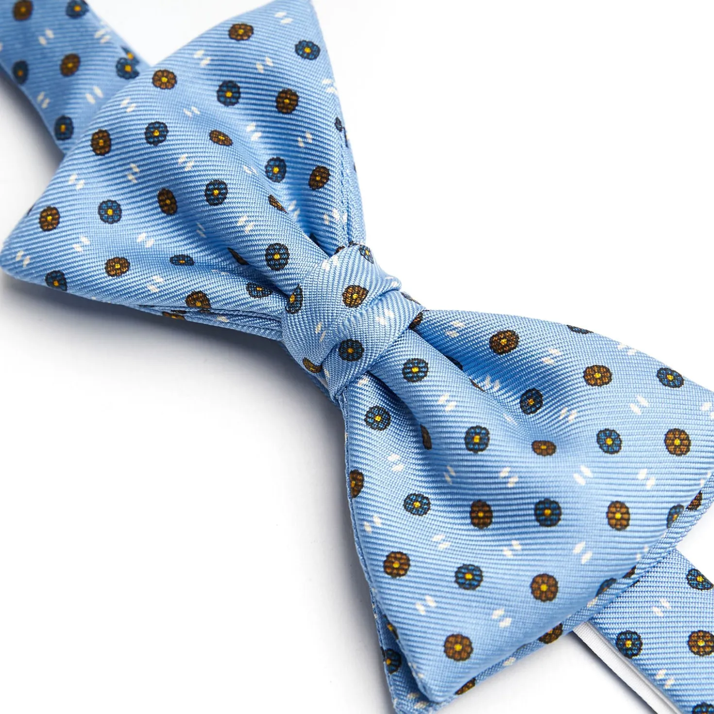 PAPILLON ANNODATO IN SETA AZZURRA Microfantasia fiore