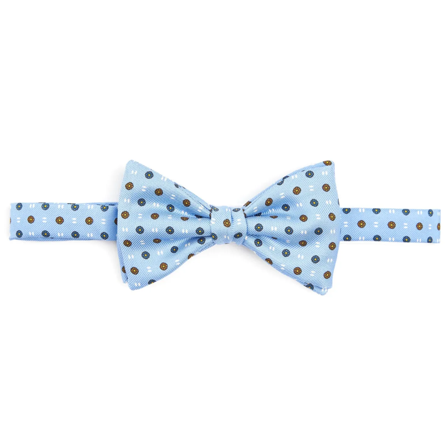 PAPILLON ANNODATO IN SETA AZZURRA Microfantasia fiore