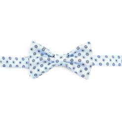 PAPILLON ANNODATO IN SETA AZZURRA Microfantasia geometrica