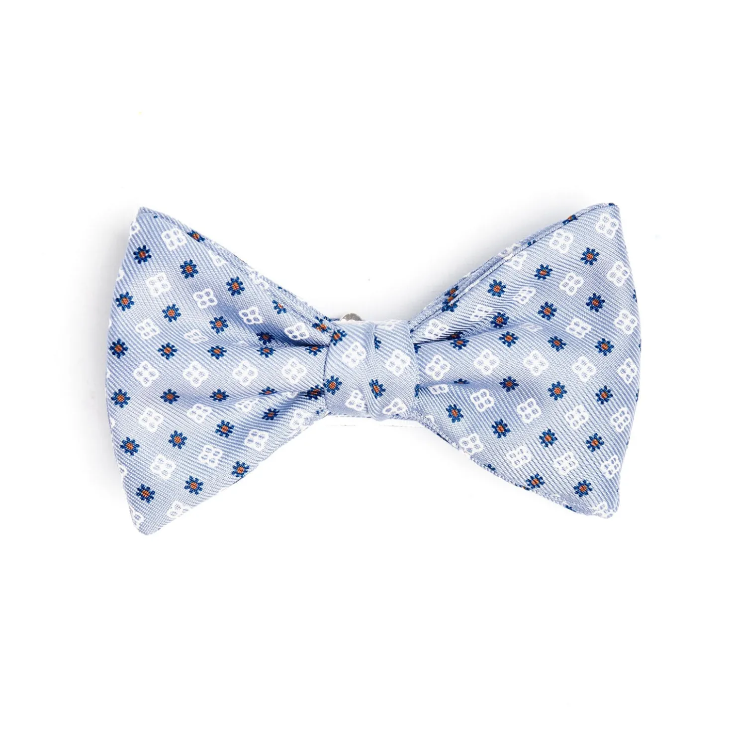 PAPILLON ANNODATO IN SETA AZZURRA Microfantasia fiore