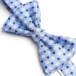 PAPILLON ANNODATO IN SETA AZZURRA Microfantasia fiore