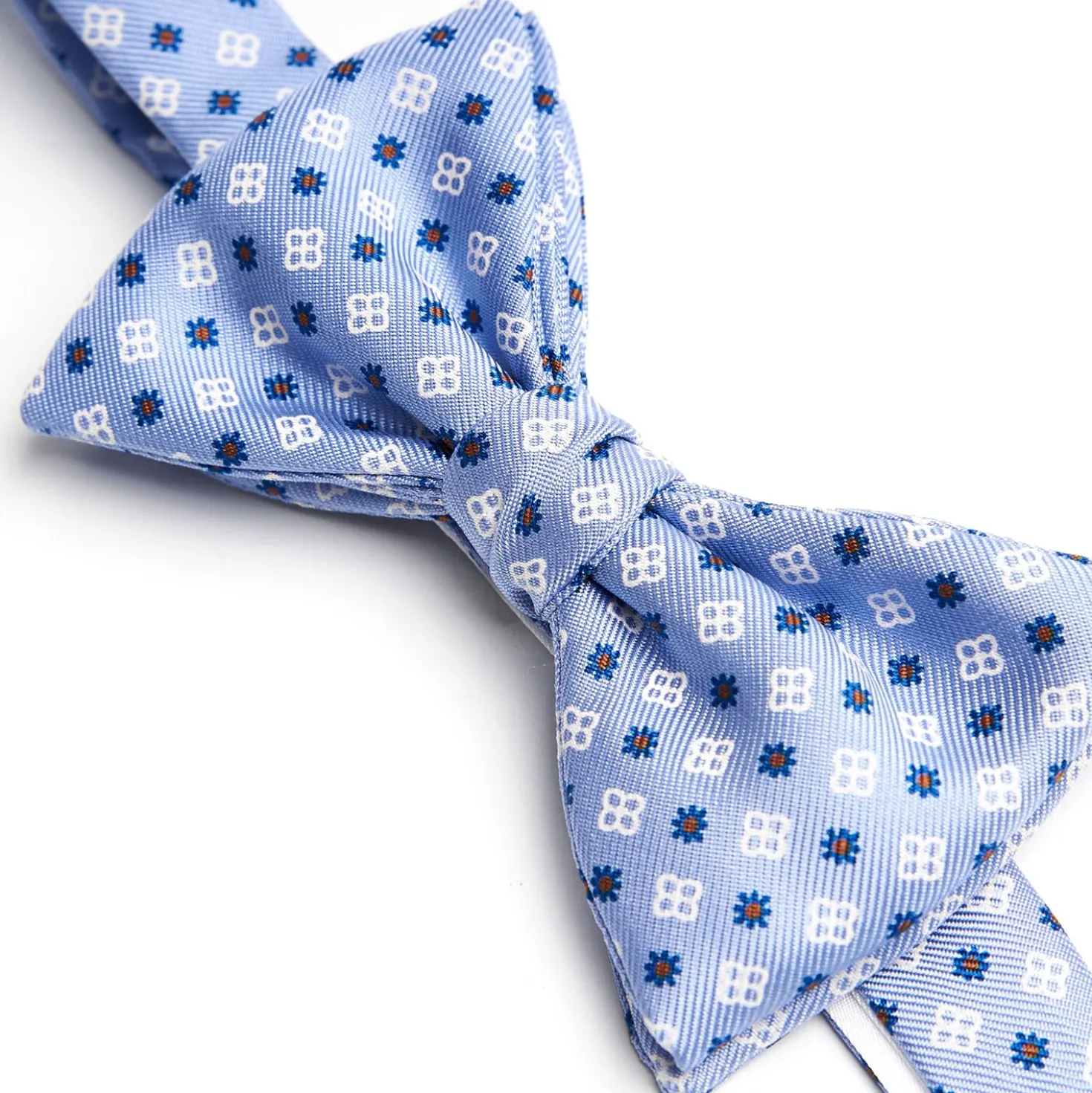 PAPILLON ANNODATO IN SETA AZZURRA Microfantasia fiore