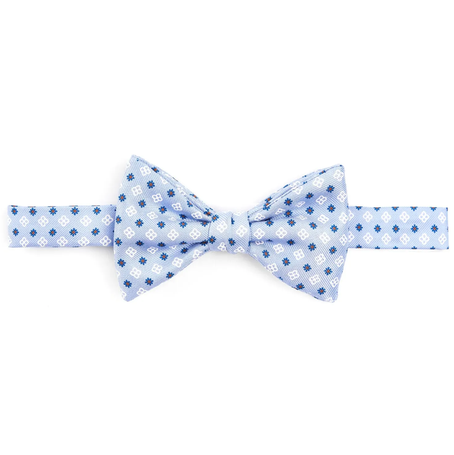 PAPILLON ANNODATO IN SETA AZZURRA Microfantasia fiore