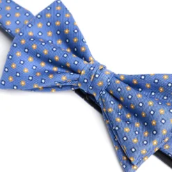 PAPILLON ANNODATO IN SETA AZZURRO POLVERE Microfantasia fiore