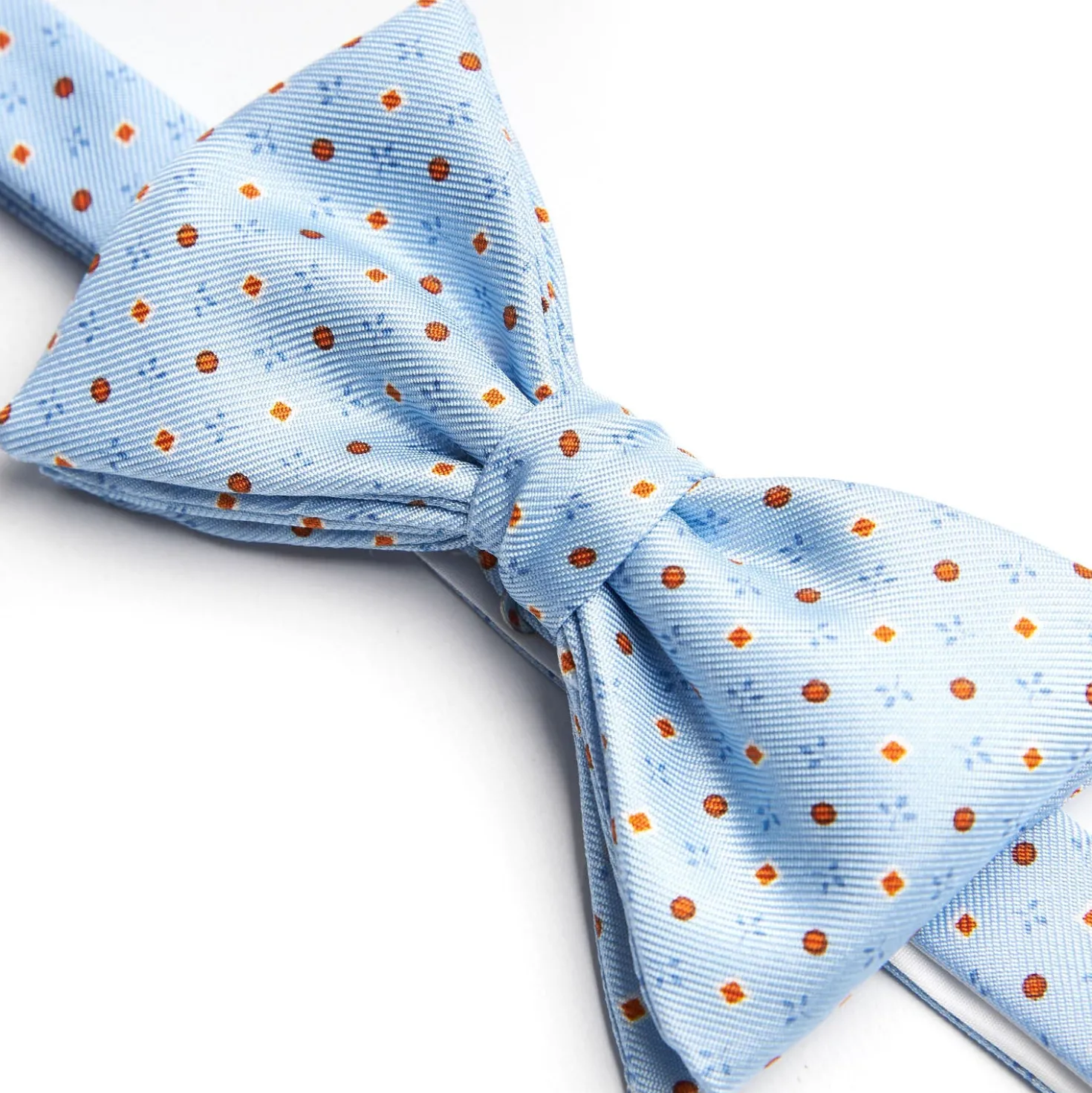 PAPILLON ANNODATO IN SETA AZZURRO Microfantasia fiore