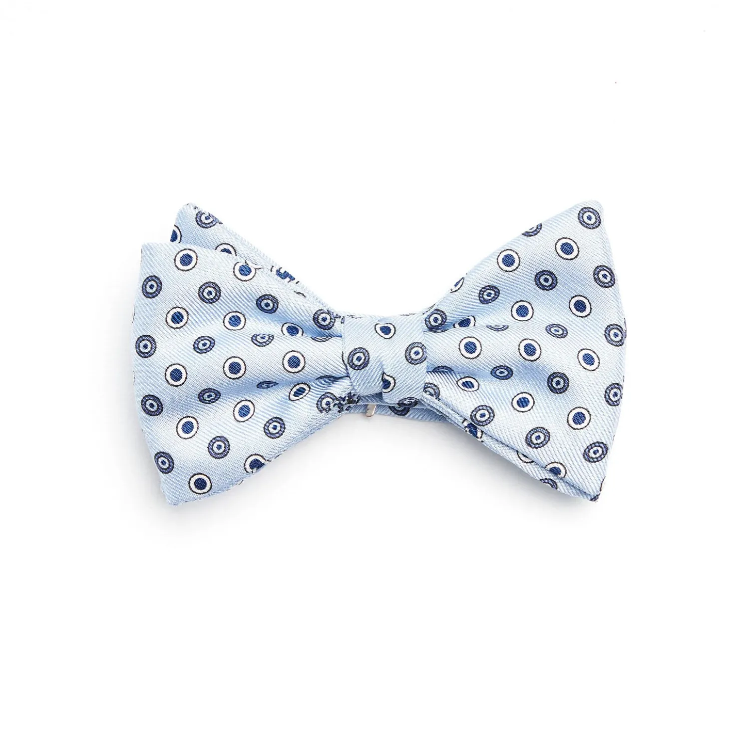PAPILLON ANNODATO IN SETA AZZURRO Microfantasia geometrica
