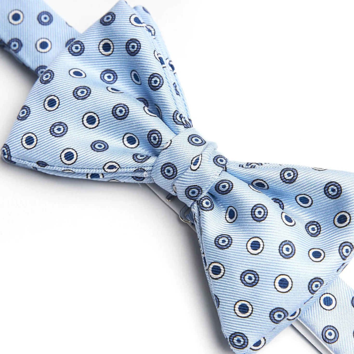 PAPILLON ANNODATO IN SETA AZZURRO Microfantasia geometrica