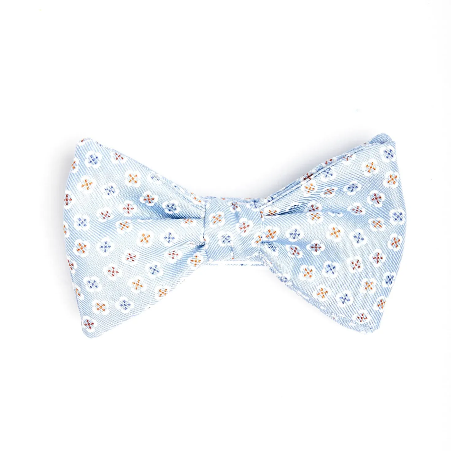 PAPILLON ANNODATO IN SETA AZZURRA Microfantasia fiore