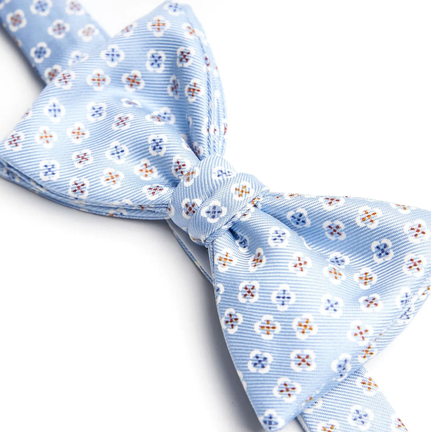 PAPILLON ANNODATO IN SETA AZZURRA Microfantasia fiore