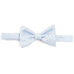 PAPILLON ANNODATO IN SETA AZZURRA Microfantasia fiore