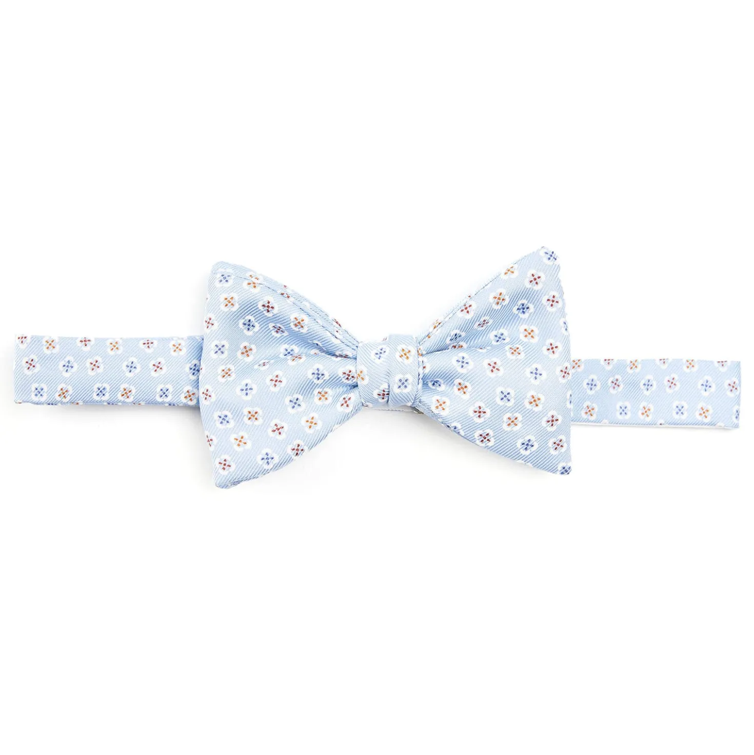 PAPILLON ANNODATO IN SETA AZZURRA Microfantasia fiore