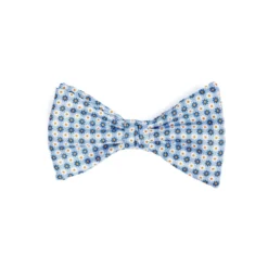 PAPILLON ANNODATO IN SETA AZZURRO Microfantasia fiore