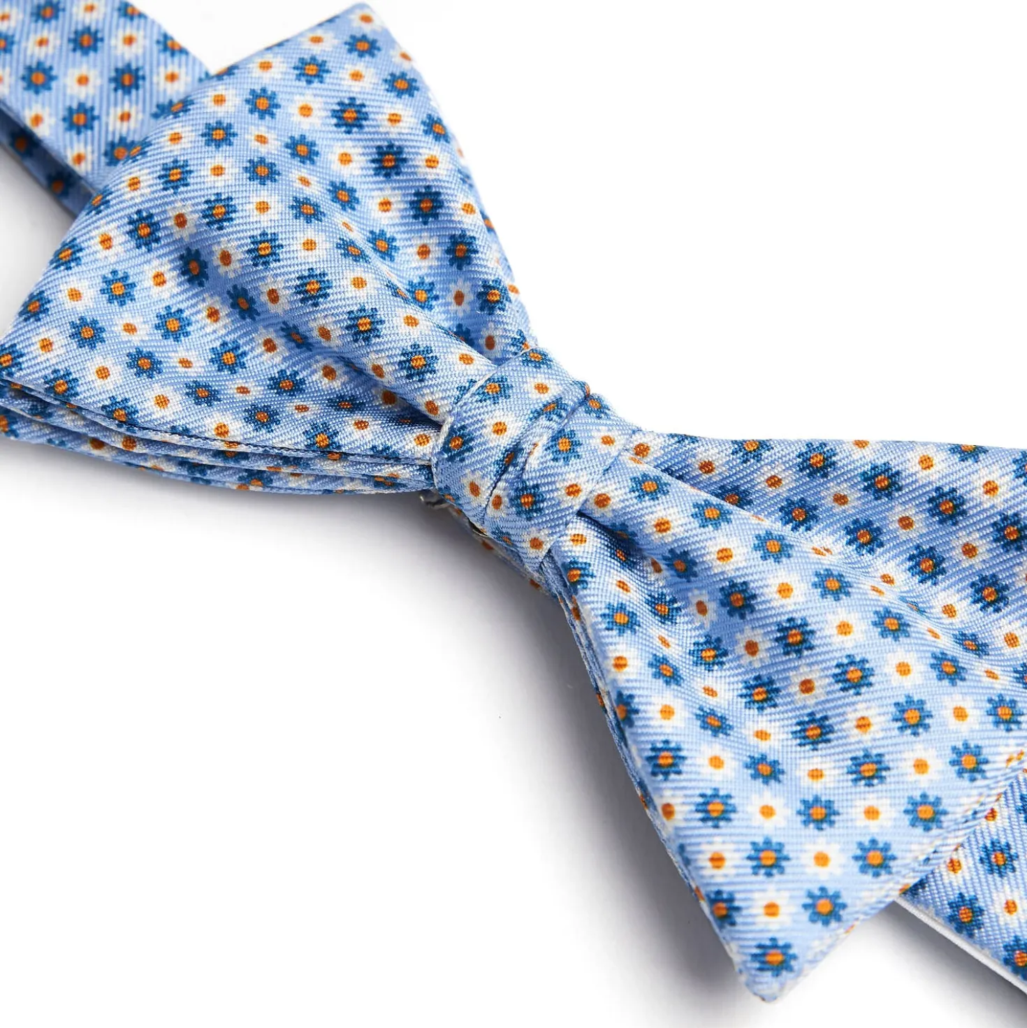 PAPILLON ANNODATO IN SETA AZZURRO Microfantasia fiore