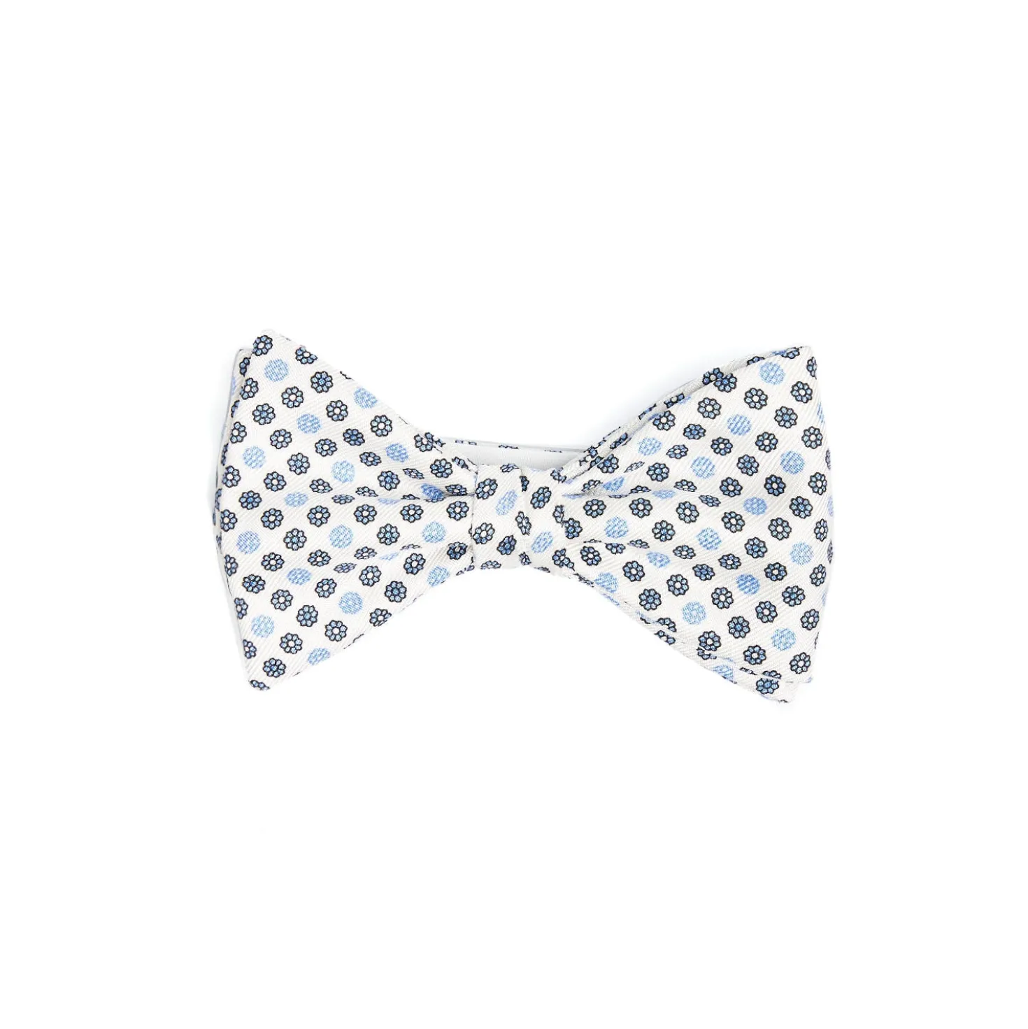 PAPILLON ANNODATO IN SETA BIANCO Microfantasia fiore