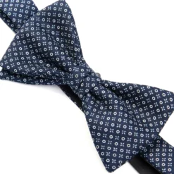 PAPILLON ANNODATO IN SETA BLU SCURO Microfantasia fiore
