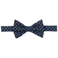 PAPILLON ANNODATO IN SETA BLU SCURO Microfantasia fiore