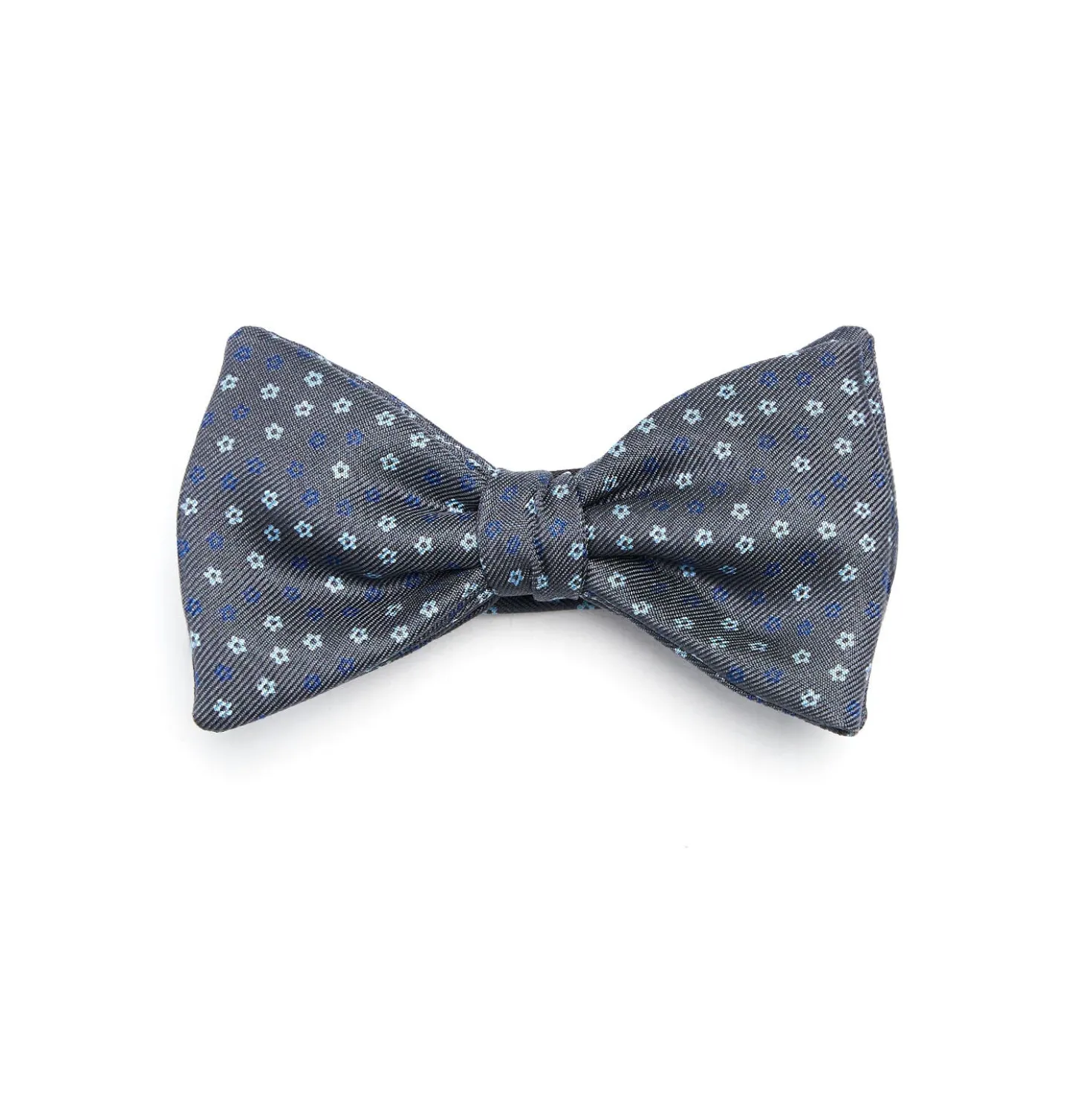 PAPILLON ANNODATO IN SETA GRIGIO SCURO Microfantasia fiore