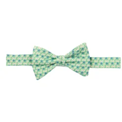 PAPILLON ANNODATO IN SETA VERDE CHIARO Microfantasia geometrica