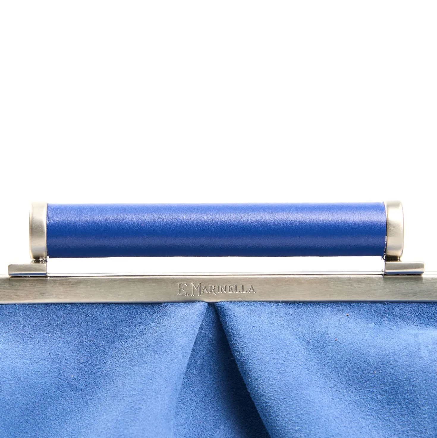 PARTY CLUTCH AZZURRO POLVERE In camoscio e pelle