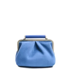 PARTY CLUTCH AZZURRO POLVERE In camoscio e pelle
