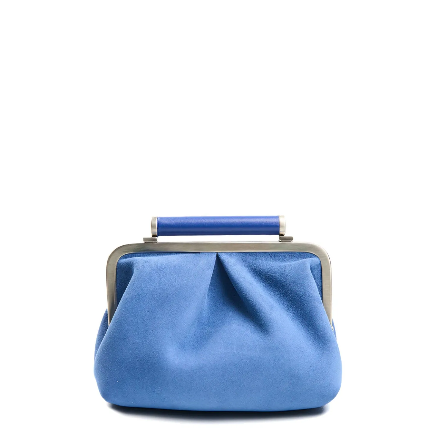 PARTY CLUTCH AZZURRO POLVERE In camoscio e pelle