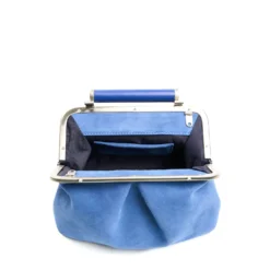PARTY CLUTCH AZZURRO POLVERE In camoscio e pelle