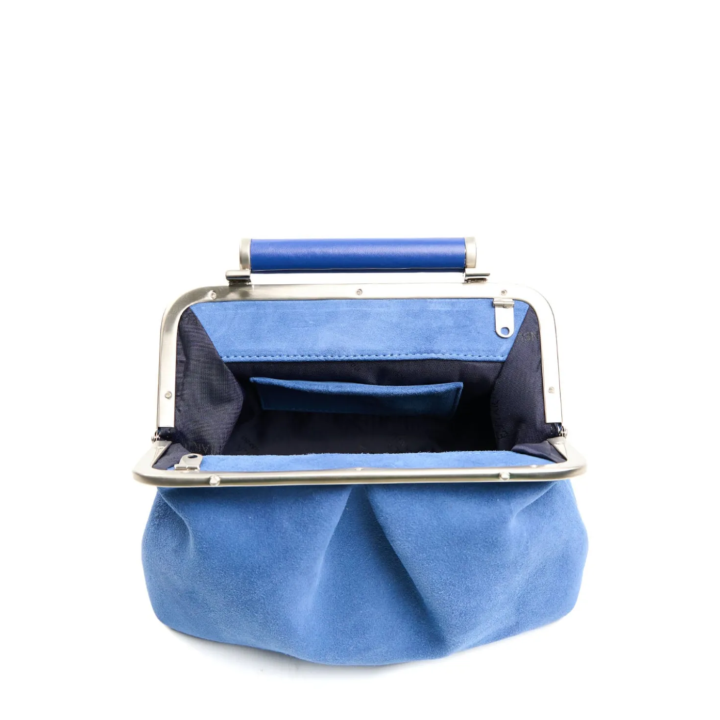 PARTY CLUTCH AZZURRO POLVERE In camoscio e pelle