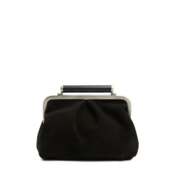 PARTY CLUTCH NERA In camoscio e pelle