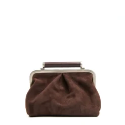 PARTY CLUTCH TESTA MORO In camoscio e pelle