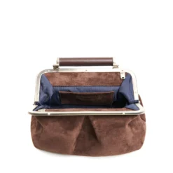PARTY CLUTCH TESTA MORO In camoscio e pelle