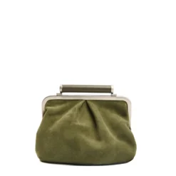 PARTY CLUTCH VERDE OLIVA In camoscio e pelle