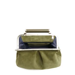PARTY CLUTCH VERDE OLIVA In camoscio e pelle