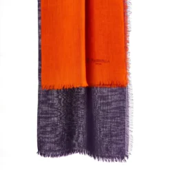 PASHMINA ARANCIONE E VIOLA EFFETTO SFUMATO In cashmere