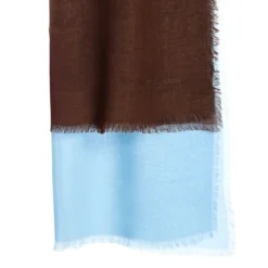 PASHMINA AZZURRA E MARRONE EFFETTO SFUMATO In cashmere
