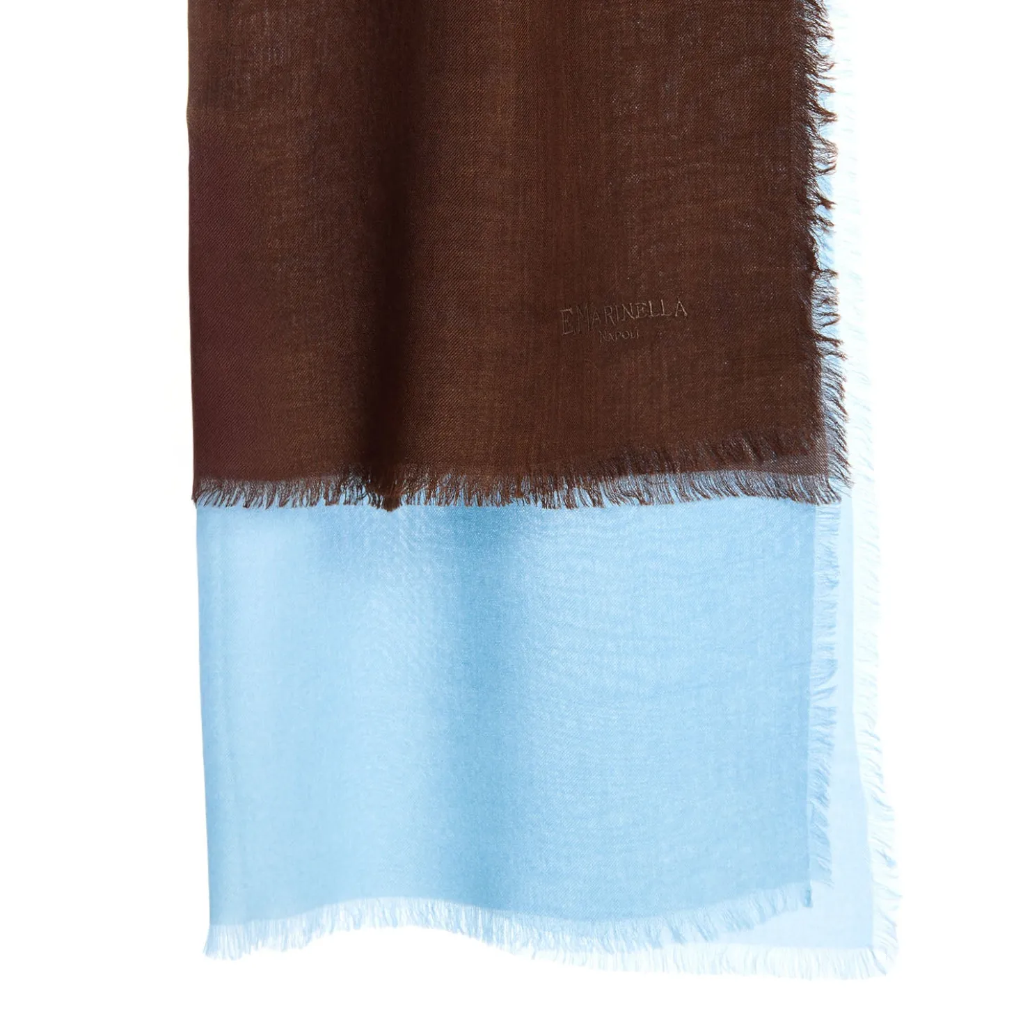 PASHMINA AZZURRA E MARRONE EFFETTO SFUMATO In cashmere