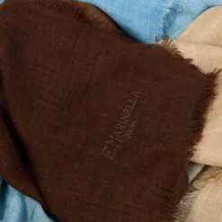 PASHMINA AZZURRA E MARRONE EFFETTO SFUMATO In cashmere