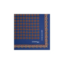 POCHETTE DA TASCHINO IN SETA STAMPATA A MANO BLU Fantasia archivio 1975
