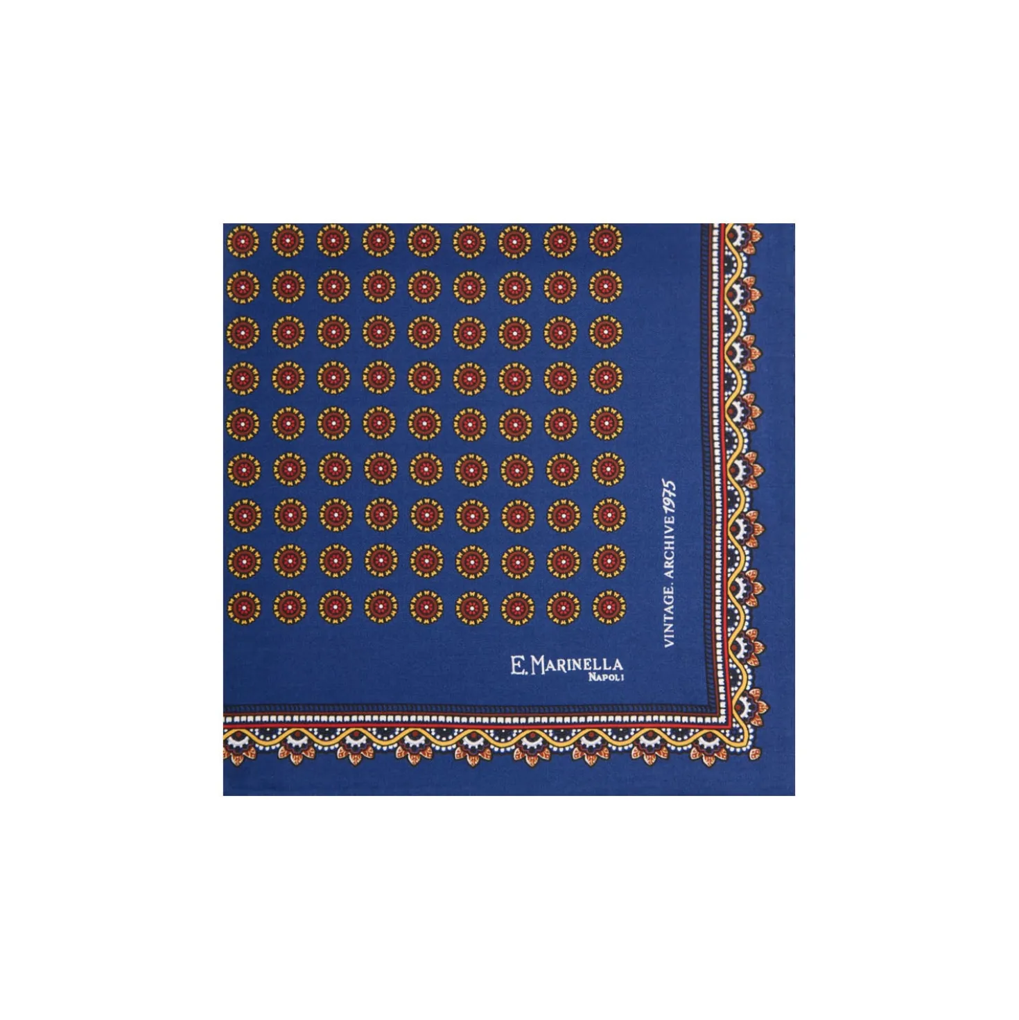 POCHETTE DA TASCHINO IN SETA STAMPATA A MANO BLU Fantasia archivio 1975