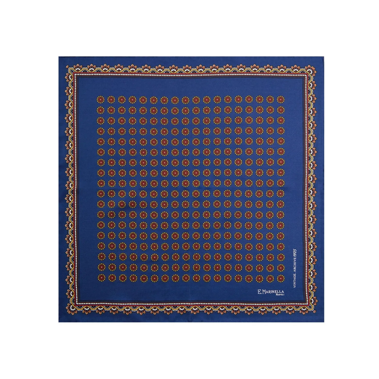 POCHETTE DA TASCHINO IN SETA STAMPATA A MANO BLU Fantasia archivio 1975