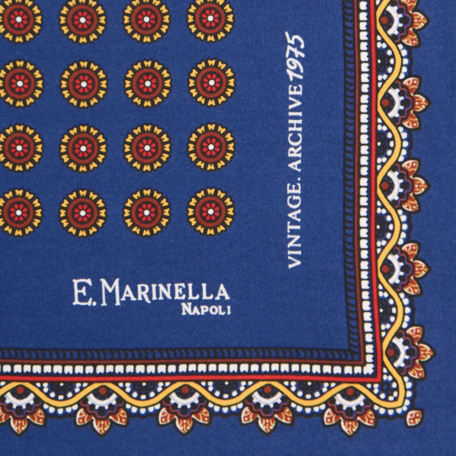 POCHETTE DA TASCHINO IN SETA STAMPATA A MANO BLU Fantasia archivio 1975