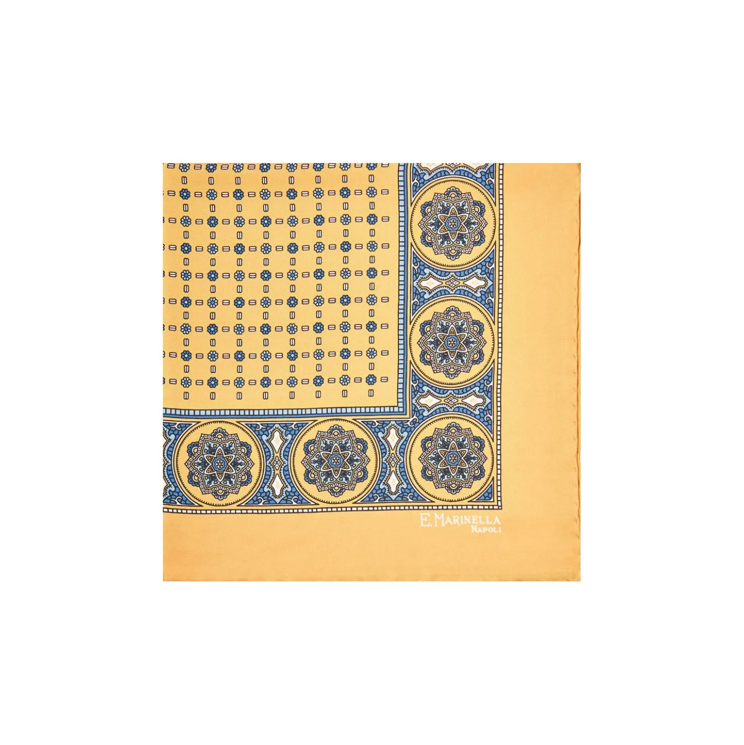 POCHETTE DA TASCHINO IN SETA STAMPATA A MANO GIALLA Microfantasia fiore
