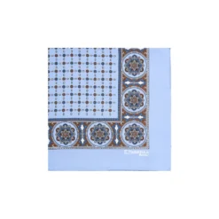 POCHETTE DA TASCHINO IN SETA STAMPATA A MANO AZZURRA Microfantasia fiore