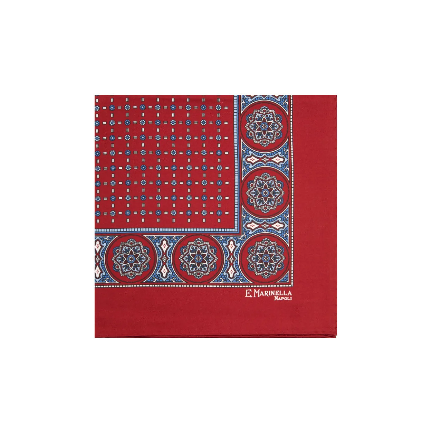 POCHETTE DA TASCHINO IN SETA STAMPATA A MANO BORDEAUX Microfantasia fiore