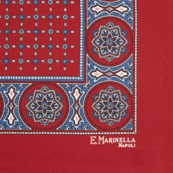 POCHETTE DA TASCHINO IN SETA STAMPATA A MANO BORDEAUX Microfantasia fiore