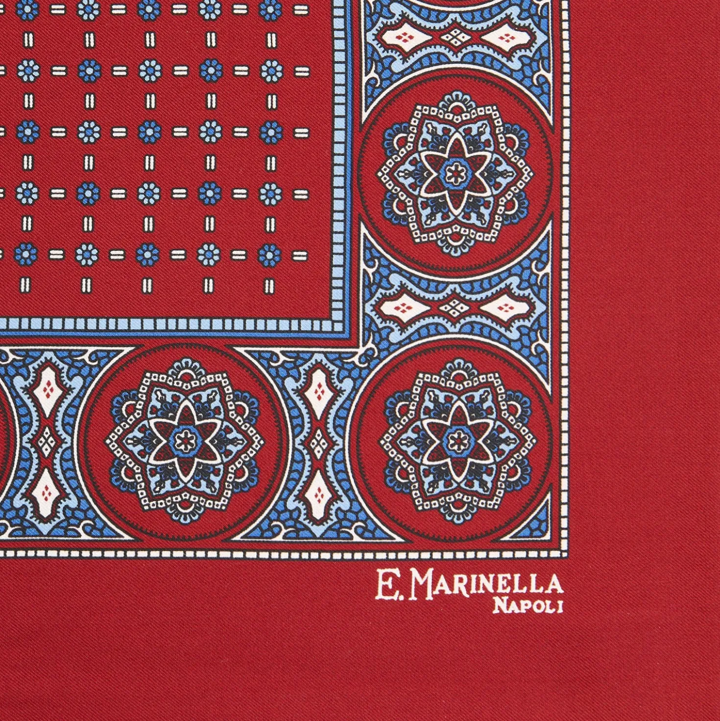 POCHETTE DA TASCHINO IN SETA STAMPATA A MANO BORDEAUX Microfantasia fiore