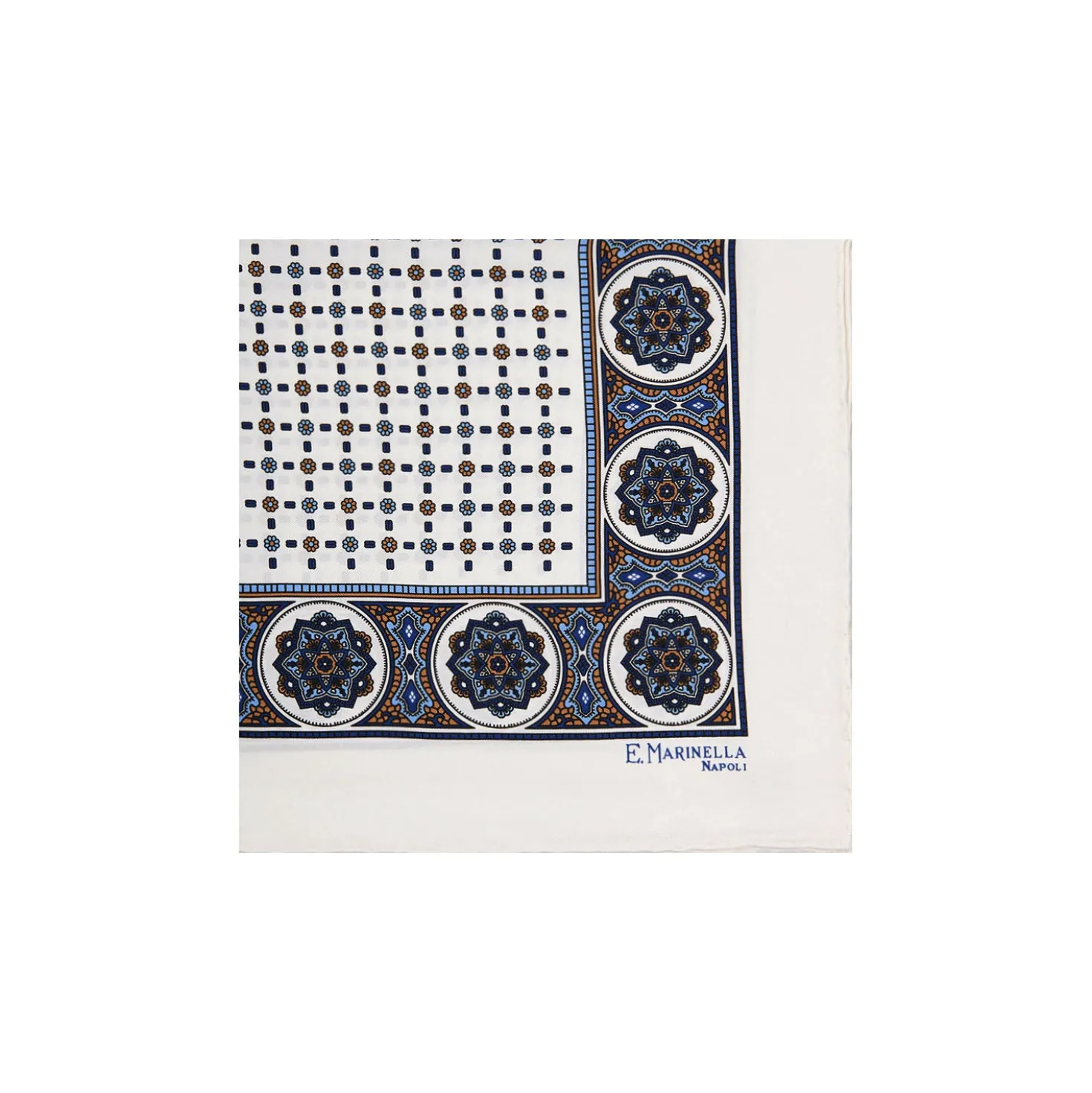 POCHETTE DA TASCHINO IN SETA STAMPATA A MANO BIANCA Microfantasia fiore