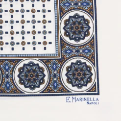 POCHETTE DA TASCHINO IN SETA STAMPATA A MANO BIANCA Microfantasia fiore