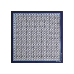 POCHETTE DA TASCHINO IN SETA STAMPATA A MANO BLU SCURO Fantasia archivio 1958