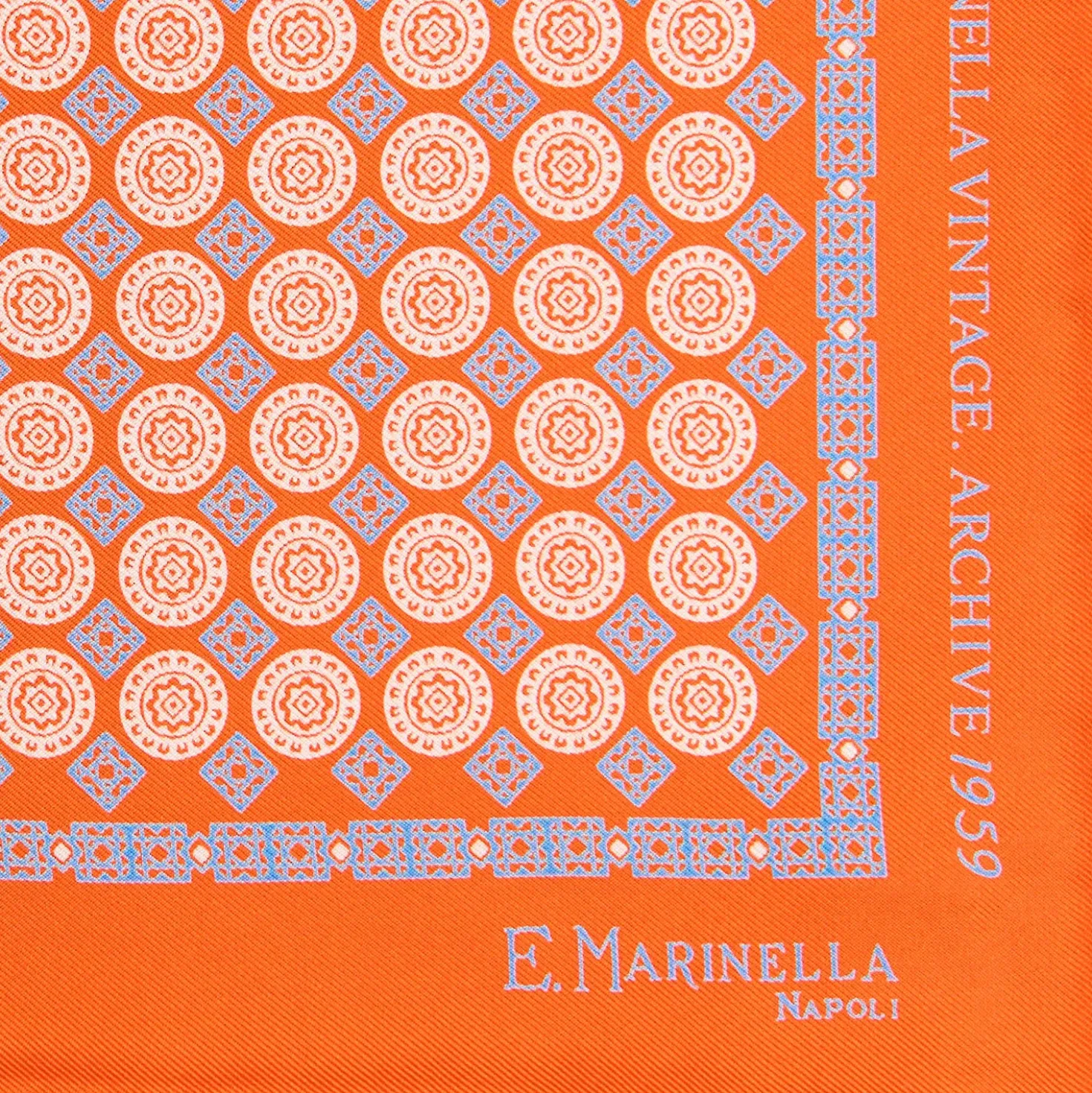 POCHETTE DA TASCHINO IN SETA STAMPATA A MANO ARANCIONE Fantasia archivio 1959