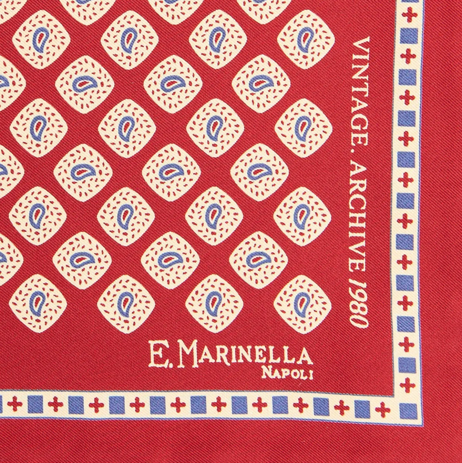 POCHETTE DA TASCHINO IN SETA STAMPATA A MANO BORDEAUX Fantasia archivio 1980